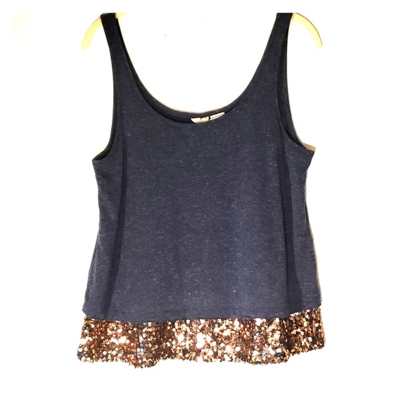 Mud SZL denem blue and rose gold sequins tank top - Picture 1 of 5